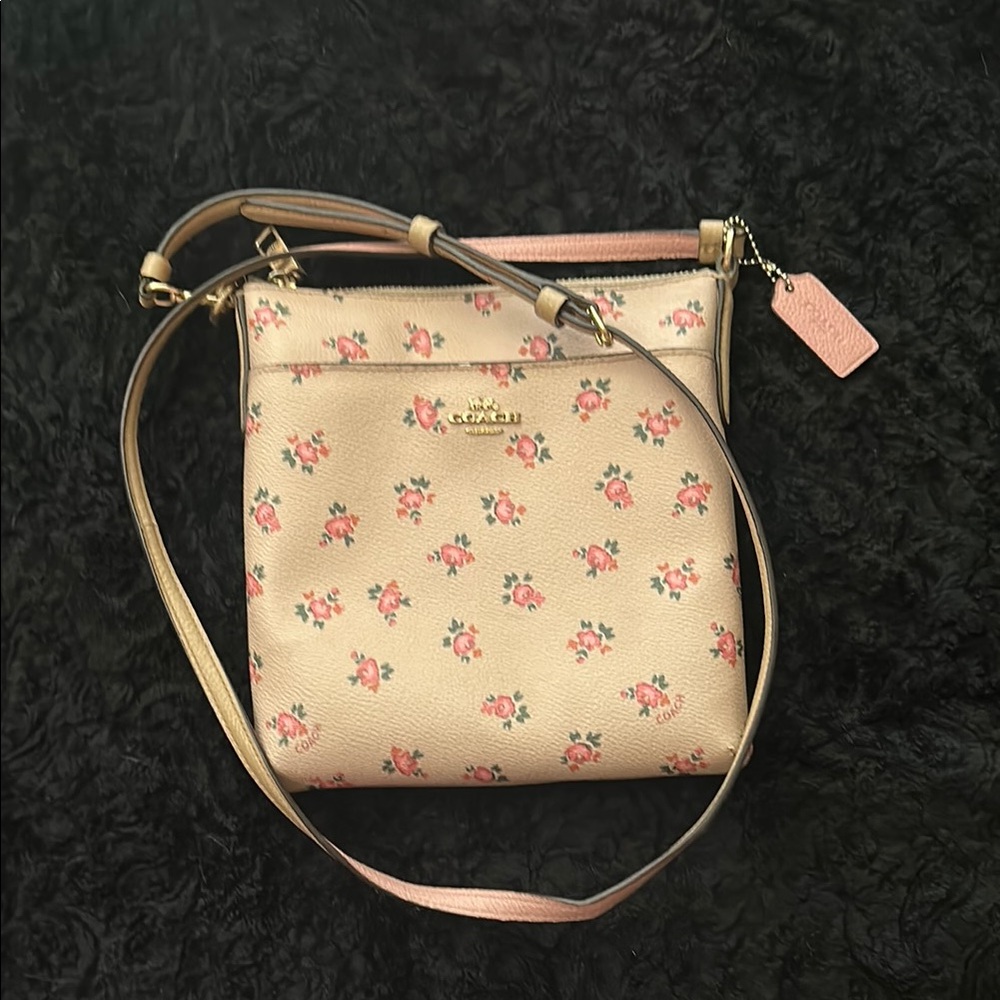 Coach Floral Crossbody Bag - Cream and Pink
